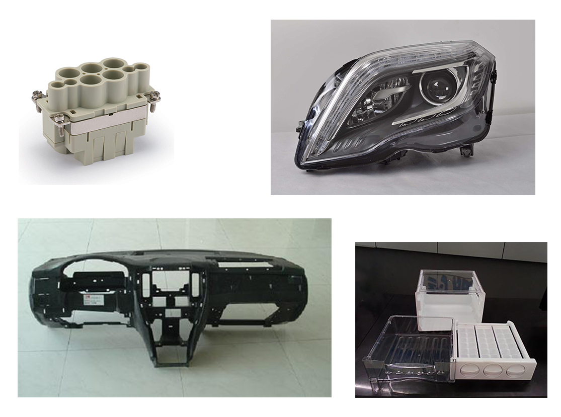 065-PC应用范围（连接器、冰箱抽屉、仪表板、车灯）
